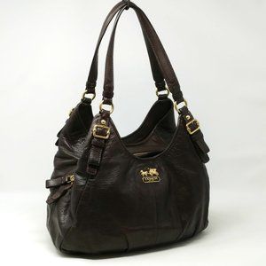 Coach Madison Handbag Dark Brown Leather Bag 16503